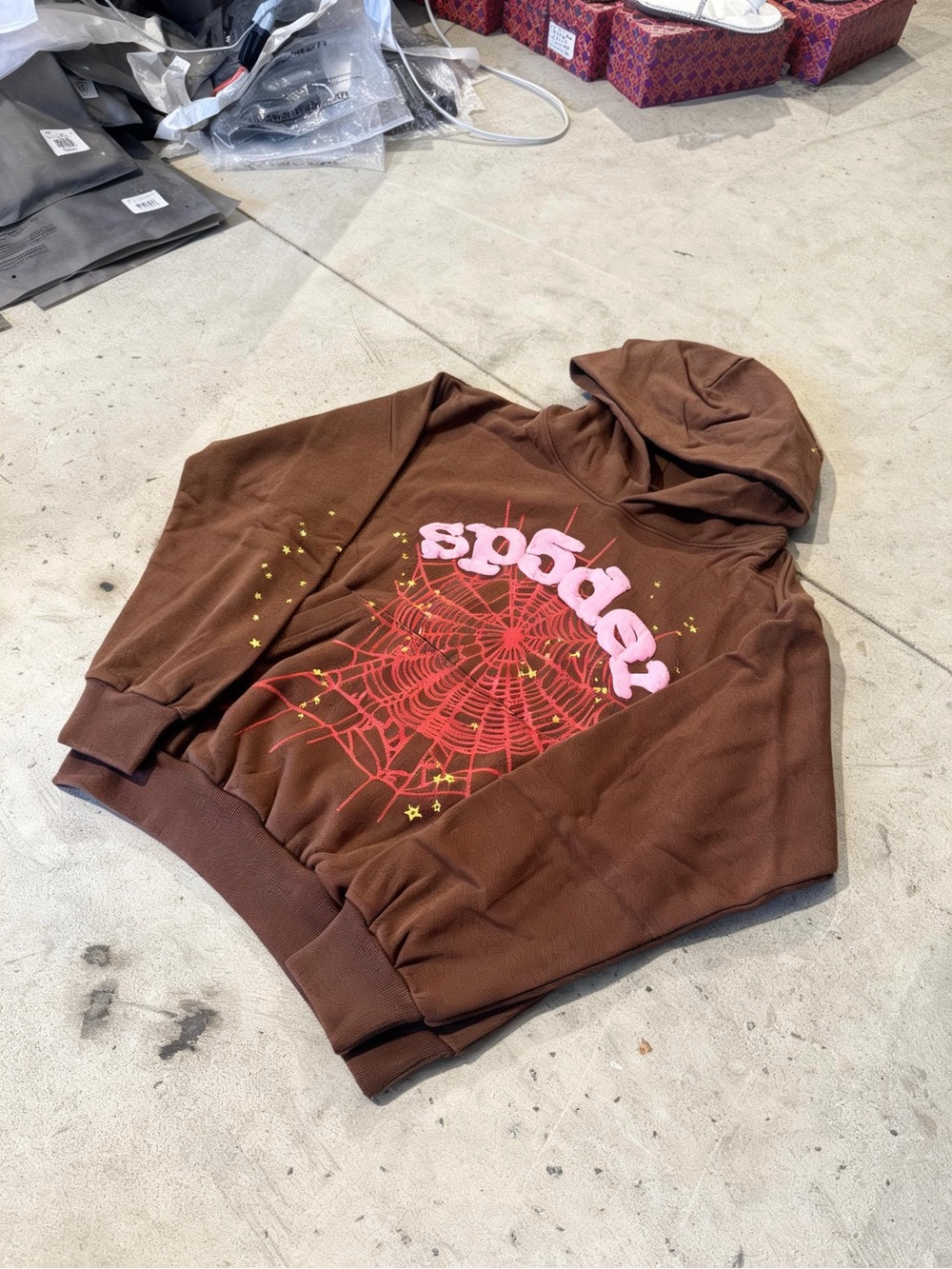 Spider Sp5der Brown Pink Hoodie